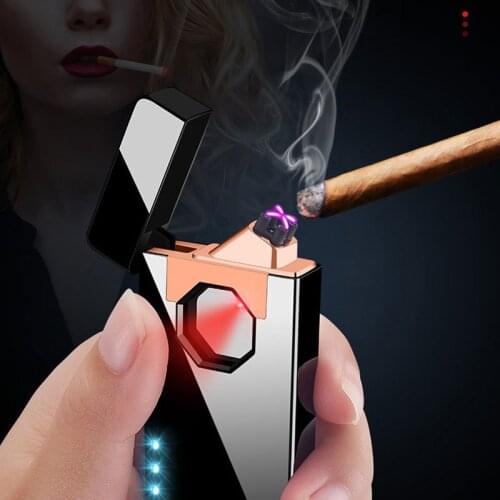 Creative Infrared Ignition Double Arc Lighter Personalized Smart USB Charging Cigarette Lighter Mens Smoking Tool Gift