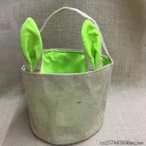 100pcs Bunny Easter Bucket Easter Egg Bucket Burlap Bunny Bags Baskets with Ears