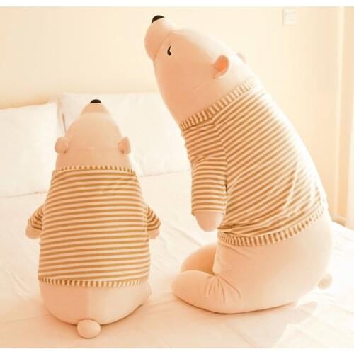 Plush Pillow Polar Bear Soft Plush Bear Stuffed Animal Toy Plush Cuddly Hugging Cushion Gift for Children/ Birthdays/ Holidays