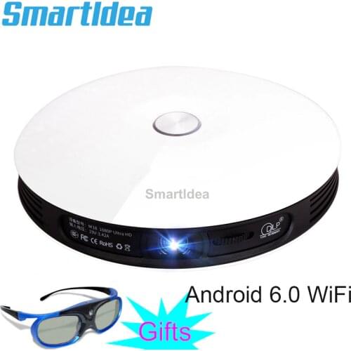 Smartldea M18 Projector HD 1080p Android 6.0 WiFi Mini Smart Home Cinema 3D Proyector Battery Beamer Support AirPlay Miracast