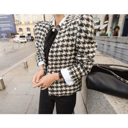 Woolen Jacket Outerwear Female 2019 Winter new Korean Fashion Plaid Double-Breasted Office Lady Women Tweed Short Coats