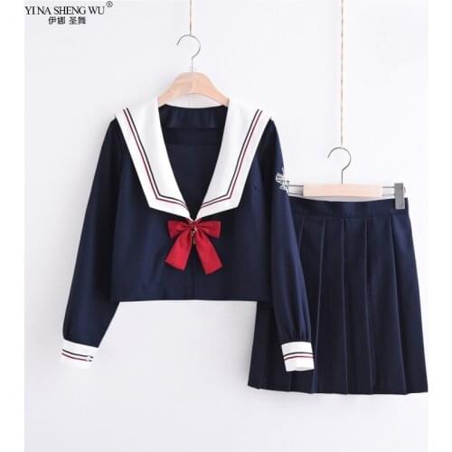 Chorus Performance School JK Uniform Dress Students Long Shirt Pleated Skirt Set Sailor Suit Japan School Girls Cosplay Costumes