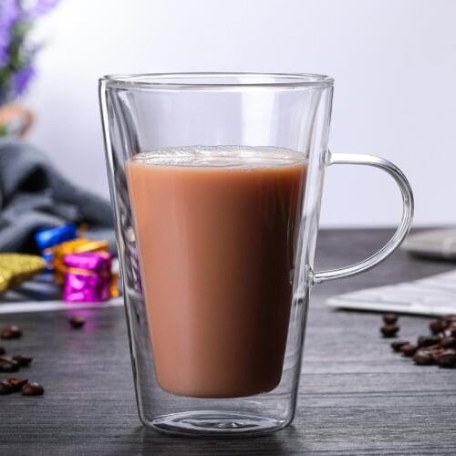 380ml Heat-resistant Double Wall Glass Cup With Handle Beer Espresso Coffee Cup Handmade Beer Mug Tea Whiskey Glass Cup Drinkwar