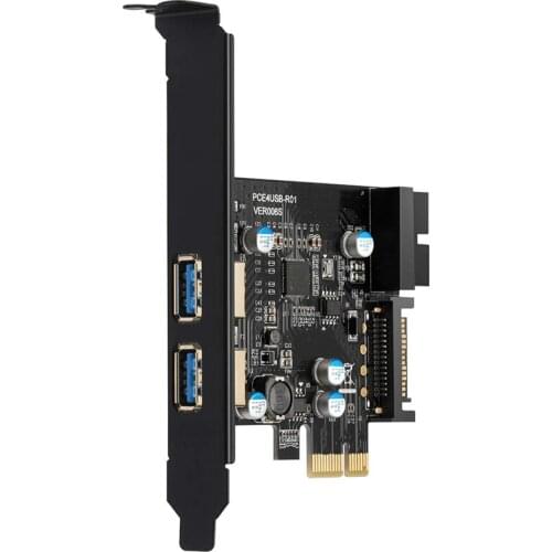 USB 3.0 Expansion Card PCI-E 2 Port PCI Express Expansion Cards 19-Pin Power Connector for Desktops PC with Drive CD