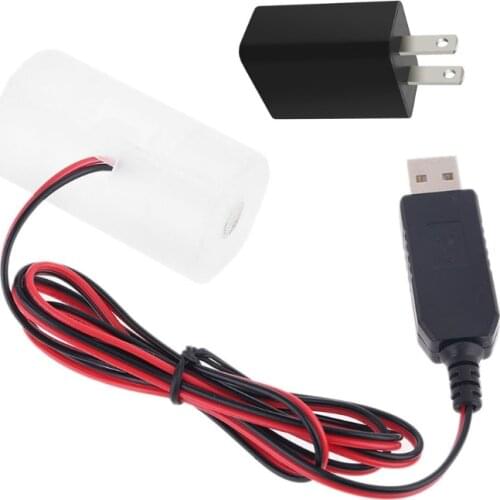 1.5V 3V 4.5V 6V LR20 D Cell Battery Eliminator with US Plug USB Power Adapter 2m Cable Replace 1 to 4pcs 1.5V LR20 D Size X6HB