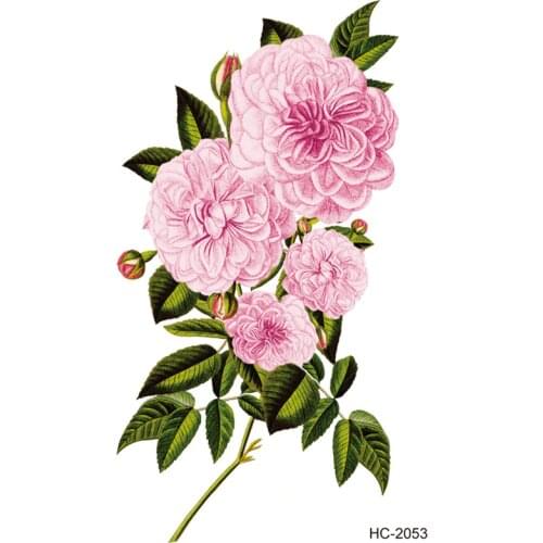 Waterproof Temporary Tattoo pink flower Peony leaf Water Transfer Flash tatto Fake Tattoo for woman gril