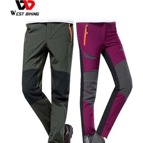 WEST BIKING Winter Thermal Outdoor Pants Men Women Fleece MTB Bike Pants Windproof Riding Bicycle Trousers Sport Cycling Pants