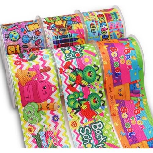 10 Yards Back To School Printed Grosgrain Ribbon For Hair Bows DIY Crafts Handmade Accessories 54908