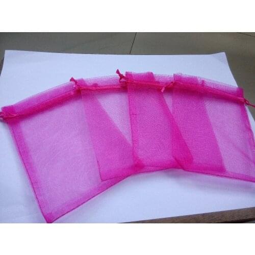 100pcs 13*18 Rose red gift bags for jewelry/wedding/christmas/birthday Organza Bags with handles Packaging Yarn bag
