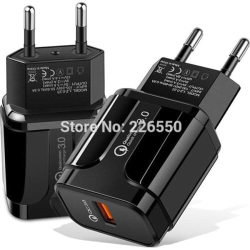100 pcs / lot brand new Universal Charger Single Port USB QC 3.0 Charger EU/US Power Plug Phone Fast Charge Adapter Charger