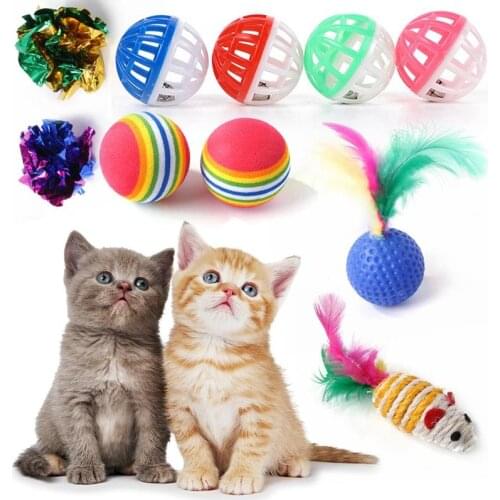 20 PCS Colorful Plush Cat Chewing Toys Ball Funny Mice Shaped Kitten Interactive Molar Cleaning Teeth Toy Cats Toy Accessories