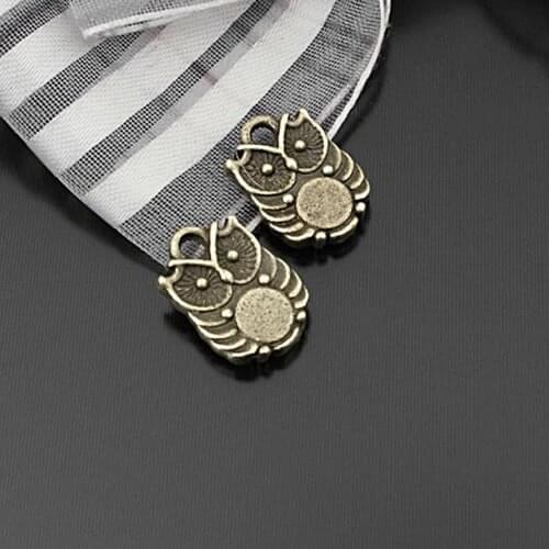 23361)50PCS 14x10MM Antique Bronze Zinc Alloy Owl Charms Pendants Jewelry Making Supplies Diy Findings Accessories