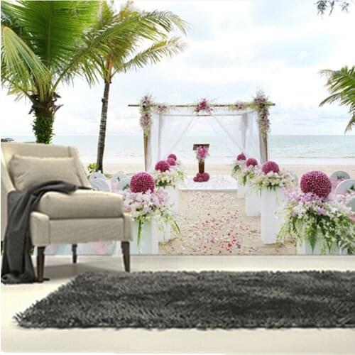 The custom 3D murals,3d romantic tropics Sea Palma Wedding wallpapers,living room sofa TV wall bedroom wall paper