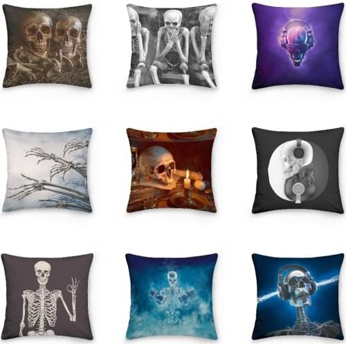 3D Skeleton Print Cushion Cover Pillowcase Terror Style Pillow Cover Scary Skull Cushion Covers Pillowcases Bedroom Decor