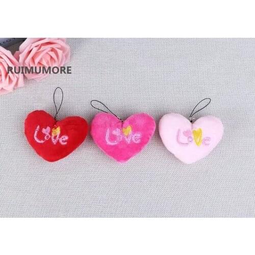 5pcs mix colors - 5CM Mini Love Heart Wedding Plush Toy , Party Gift Plush Doll Toy , keychain pendant Gift TOY