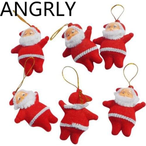 6PCS/Lot Santa Claus Figurines Christmas Tree Party Xmas Decorations Gift Drop Ornaments Christmas Decorations for Home Santa