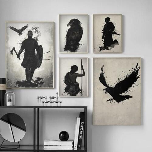 Japanese Ink Canvas Art Print Poster Samurai Black White Wall Art Paintings for Living Room Decoration Home Decor
