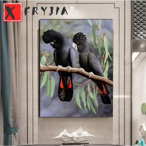 Diamond embroidery Two black birds diamond painting cross stitch 5d full square round drill 5d puzzles mosaic home decoration