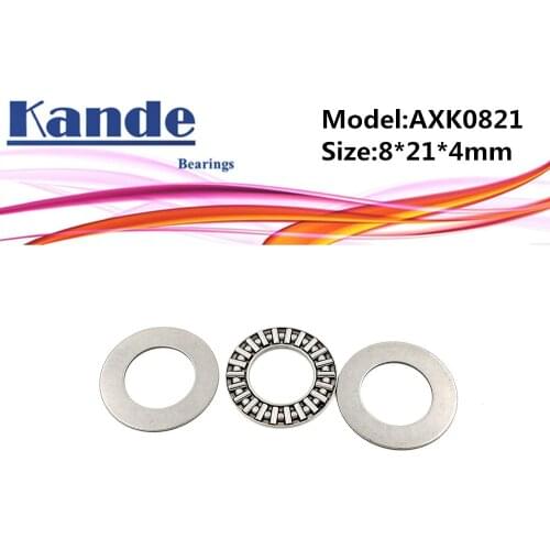 AXK0821 + 2AS 1PC Thrust Needle Roller Bearing With Two AS0821 Washers 8*21*4 mm Plane Thrust Needle Roller Bearing