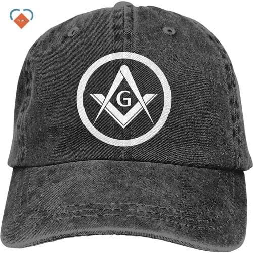 Baseball Cap Denim For Men Women Freemason Square And Compass Unisex Adult Denim Hats Cowboy Hat Dad Hat Driver Cap