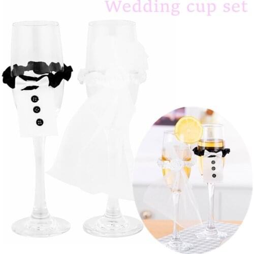 50 pcs/25 pairs Wedding Decoration Marriage Bride and Groom Wine Cups Champagne Glasses Cup Party New Year Ornaments 40%off