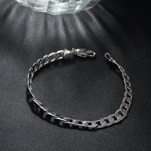 Factory direct fashion 925 sterling silver Bracelet for man woman 6MM geometric side chain fine jewelry Wedding party lady gifts