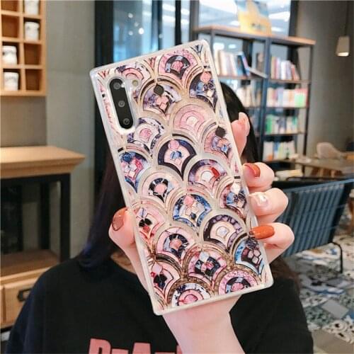 Liquid Glitter Scales Marble Quicksand Phone Case For Samsung S8 9 10 20 Plus Lite UD Note 8 9 10 20 P20 30 40 Lite Pro Nove