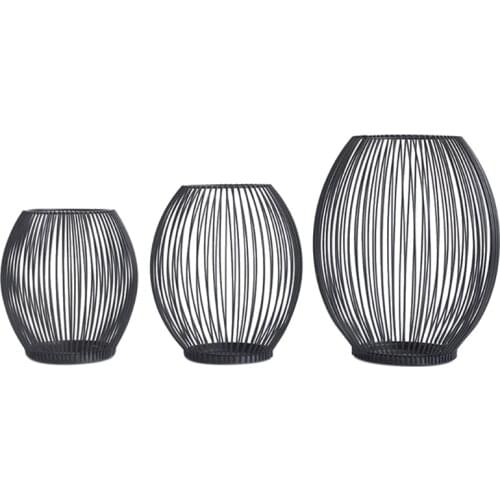 Black Oval Candle Holders Metal Wire Tea Light Candle Holder Vintage Decorative Candle Stand for Indoor Outdoor Events Parties W