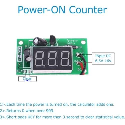 DC 12V Power-ON Counter Module Accumulator 3-Bit Red 0.36in Digital Tube Display Trigger Counter Module Accumulator