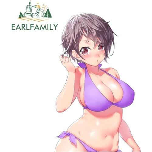 EARLFAMILY 13cm x 7.1cm for Anime Girl In Santa Suit - Sexy Anime Vinyl Car Sticker Car Accessories Bumper Decoration Decals