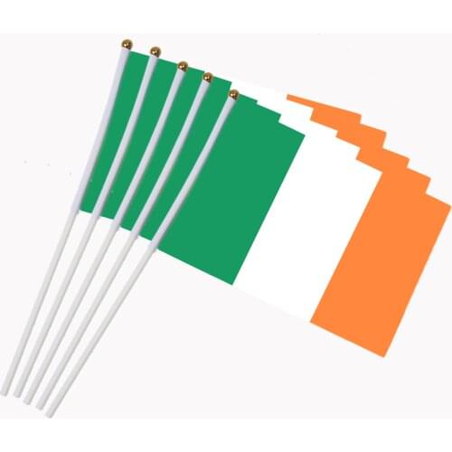 5pcs Promotion Wholesale Small Ireland Hand Waving National Flag 14*21cm #8 Polyester Flag