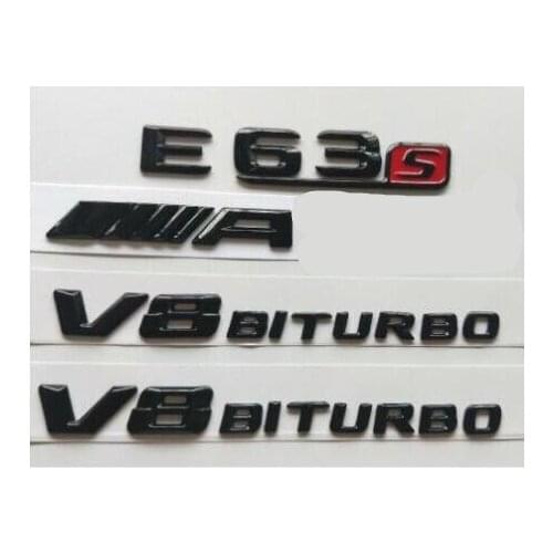 Gloss Black 3D Letters E63s AMG V8 BITURBO Emblems for Mercedes W212 W213