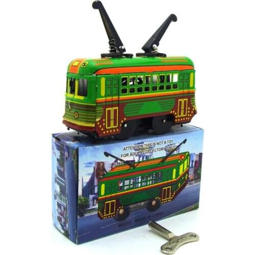 City Tram Wind Up Nostalgic Tin Toys Decoration Metal Gift Retro Crafts Toy Bar shop Photography Props Tintoy