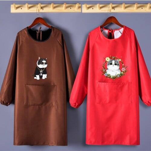 Fabric home gown adult men and women apron long-sleeved kitchen fashion non-ball anti-dressing to develop LOGO printing