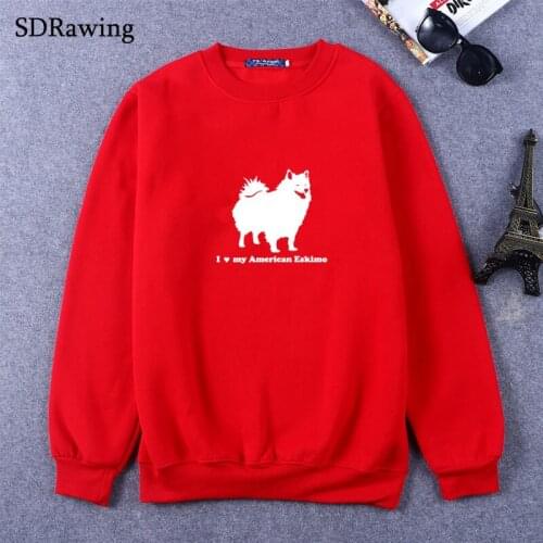 I Love American Eskimo print Sweatshirts for women dog lover girlfriend Graphic Sweatshirts casual Female Tops