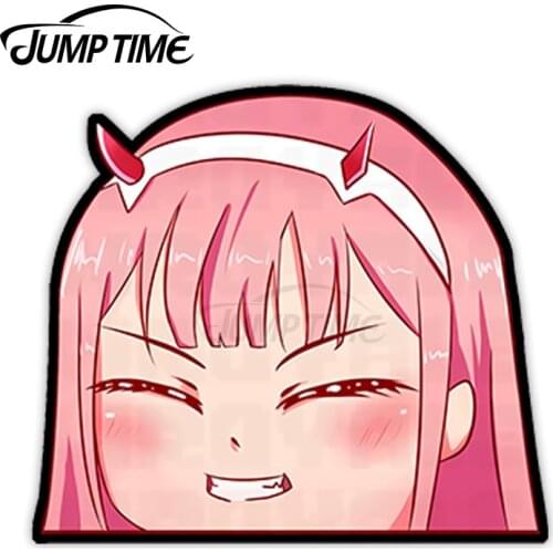 JumpTime 13 x 9.2cm Zero Two Darling in the Franxx 02 Anime Peeker Window Wiper Decals Car Styling Decor Sticker JDM