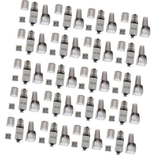 20Pcs/set Cat7 Cat6A Metal Shielded RJ45 Plug Connector 8P8C Modular Network Plug Connector