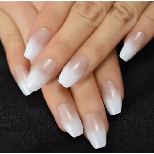 Fadeing White Press On Nails Coffin Full Cover Fingernails Supplies For Professionals Milk White Lovely Kawii Wholesale Cute Set