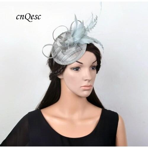 NEW Wholesale 20 colours silver gray Wholesale sinamay feather fascinator hair accessory for Kentucky derby and wedding