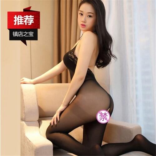 New Lace Halter One-Piece Stockings Sexy Uniform Temptation Velvet Sexy Lingerie Womens Sleepwear