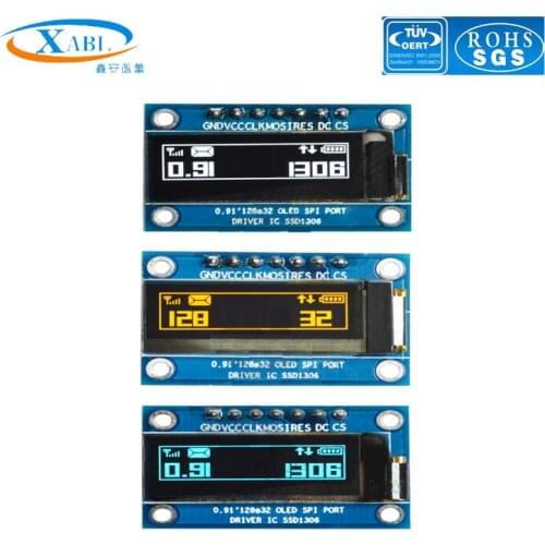 XABL 0.91 Inch OLED Module Resolution 128*32P OLED Display Module SS1306 SPI PM material IIC 7Pin Factory Custom Size