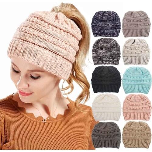 Adult Solid Color Wool Knitted Hats Winter Soft Warm Cap Fashion Handmade Woven Girls Hat Birthday Gifts Accessories for Women