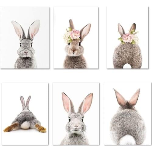 Nordic Animal Rabbit Canvas Poster Nursery Bunny Wall Art Print Painting Picture Kids Bedroom Decoration Baby Home Decor