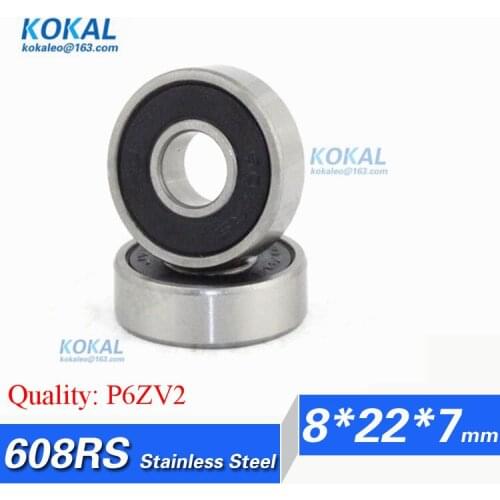 [SS608RS-P6]Free Shipping 10pcs stainless steel ABEC-5 high quality low noise 608RS 608-2RZ 608-RZ ball bearing 8*22*7mm