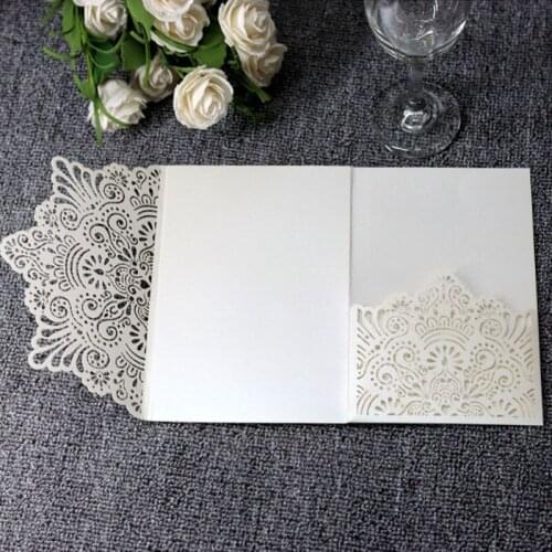 Luxury Laser Cut Wedding Invitations Navy blue/White Wedding invitations Blank Inner Card Wedding Event & Party Supplies