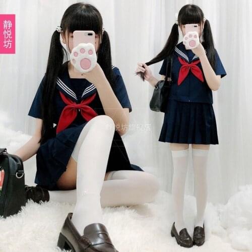 Japanese fashion Girls JK Uniform Two-Piece Suit Summer New Sailor Suit Basic Style College Style School Uniform