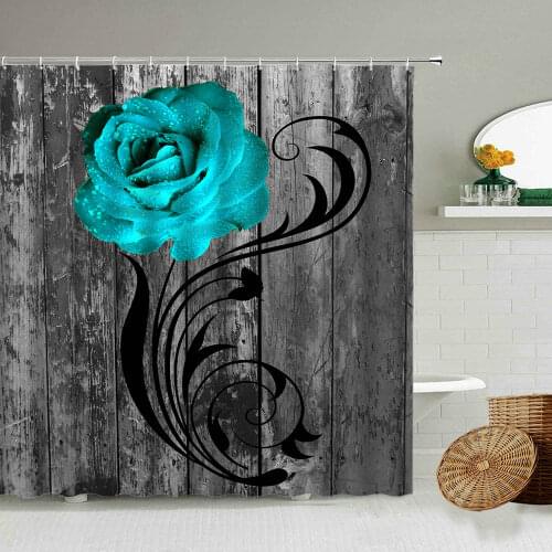 Rose Sunflower Butterfly Shower Curtain White Chrysanthemum Love Antique Wood Valentines Day Bathroom Waterproof Privacy Screen