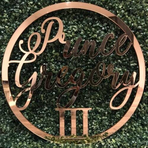 Mirror Rose Gold Wall Sign Ring Wood Sign Custom Name Gift Personalized Wedding Baby Shower Gifts Party Decoration