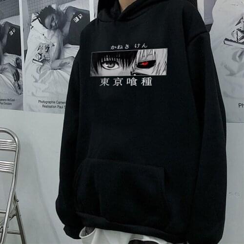 Harajuku plus velvet Ulzzang sweatshirt Tokyo Ghoul anime print letter female hooded sweatshirt oversize Vintage gothic tops