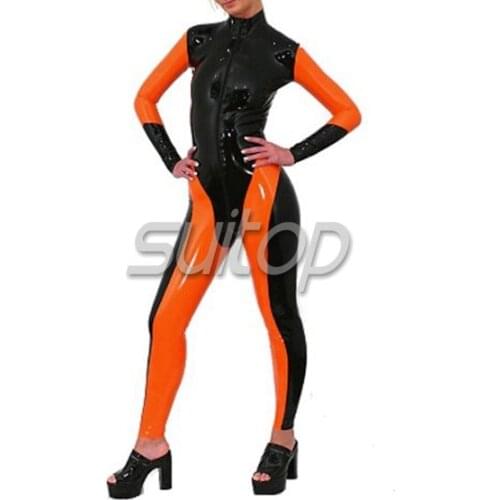 Women 's 100% nature latex rubber zentai for lady jumpsuit